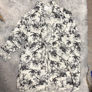 C&C California Black & Cream Palm-Print Lightweight Blazer